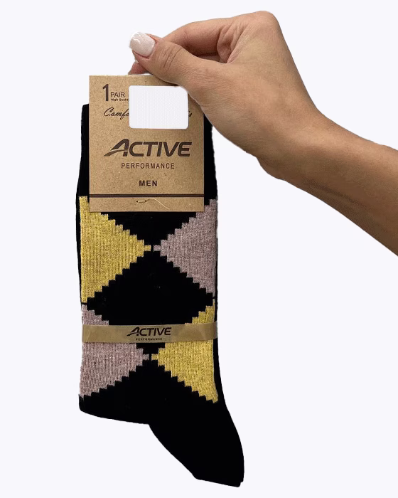 جوراب ساقدار طرح چهارخونه مردانه ACTIVE