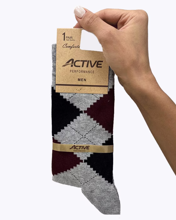 جوراب ساقدار طرح چهارخونه مردانه ACTIVE