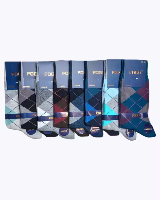 جوراب کلاسیک مردانه طرح چهارخونه FOGO