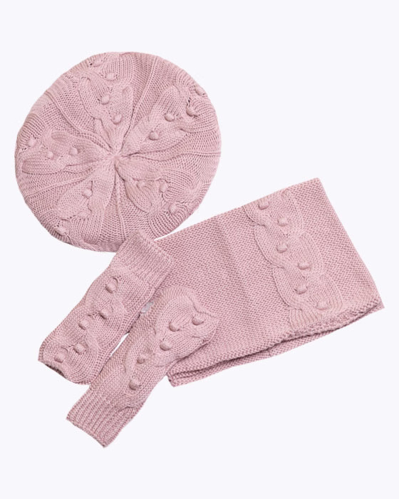 ست سه تکه کلاه کج طرح گل برجسته ENDLES