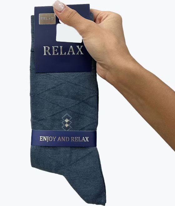 جوراب ساقدار نخی طرح لوزی برجسته RELAX