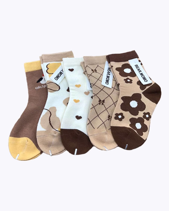 جوراب طرحدار نخی دخترانه BEAR MOMO